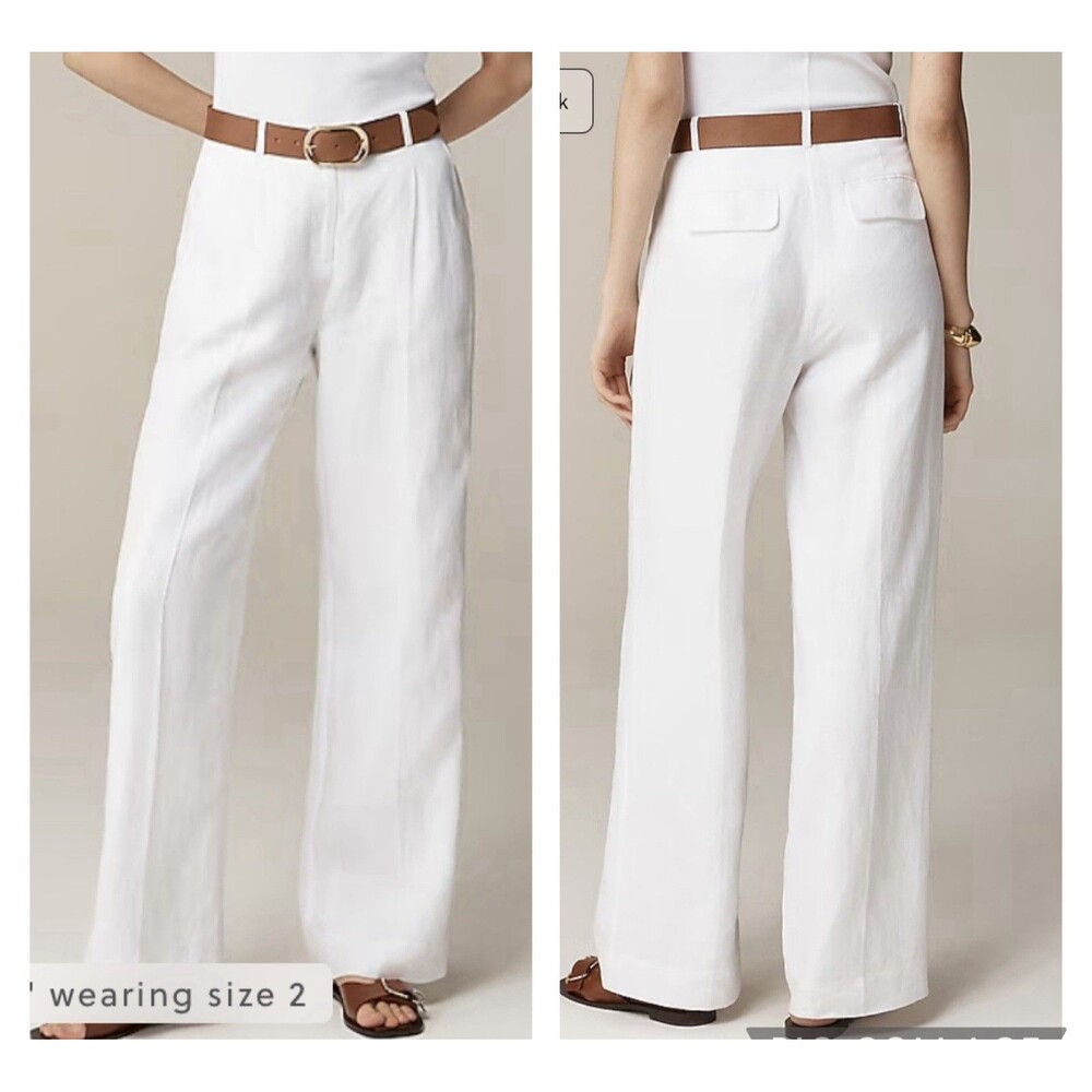 Madewell Tall Wide Leg Essential Pant Linen Sz 14 White Old Money Minimalist